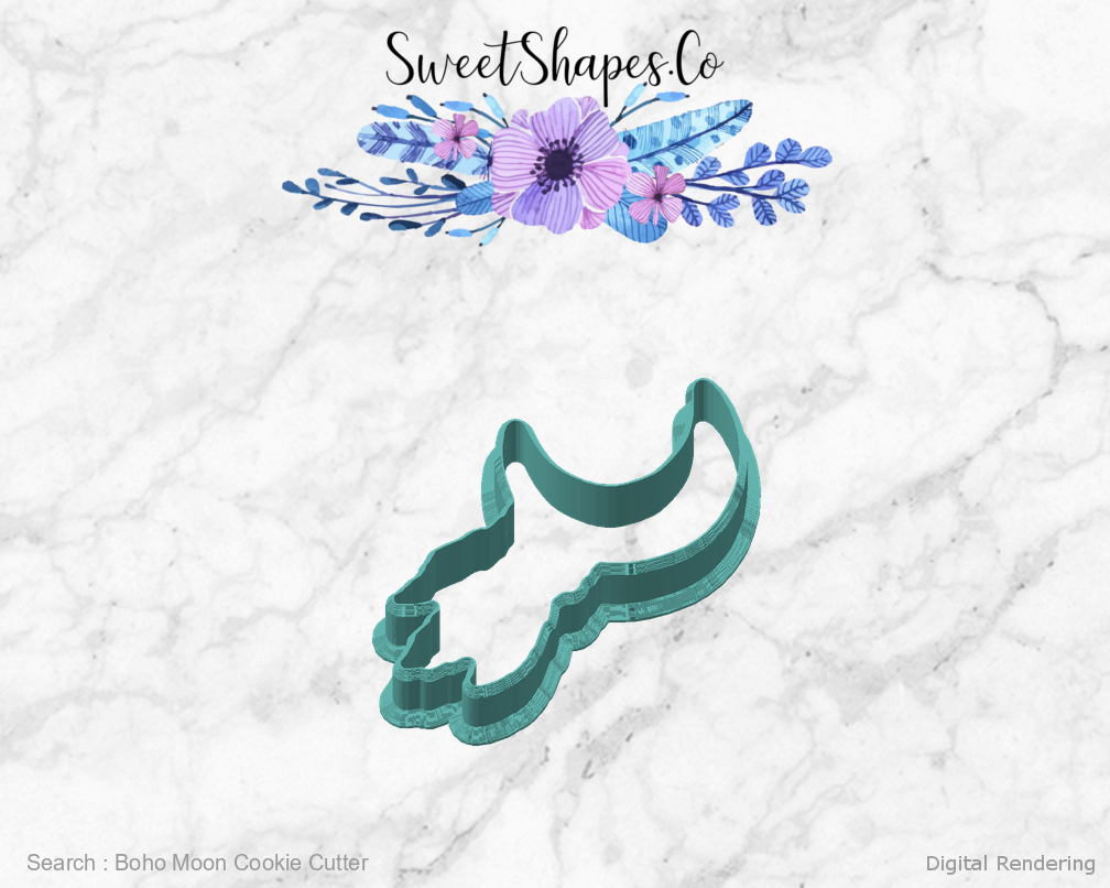 Boho Moon Cookie Cutter — angled front view