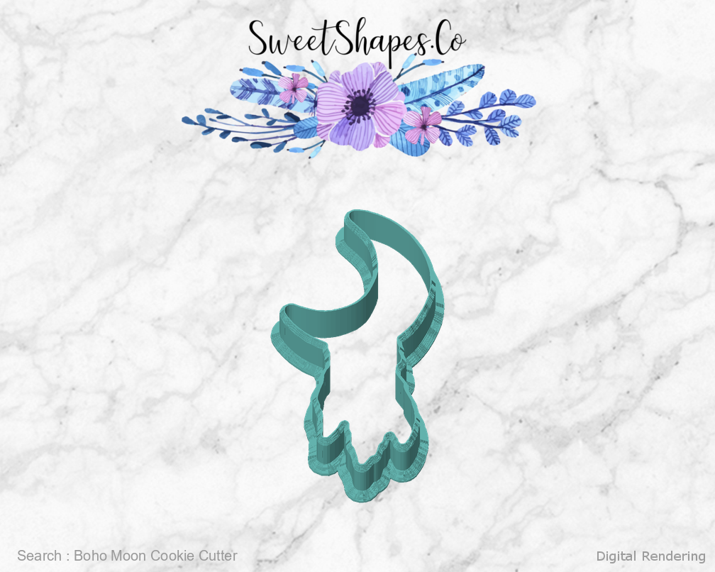 Boho Moon Cookie Cutter — front view