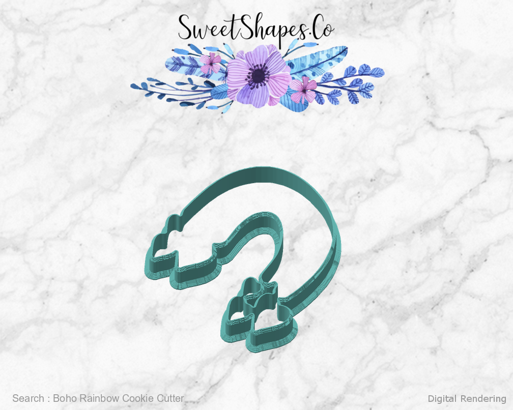 Boho Rainbow Cookie Cutter — angled front view
