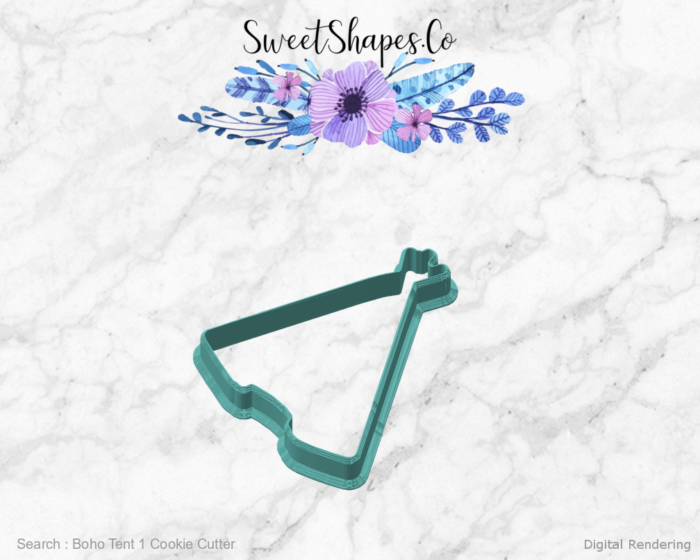Boho Tent 1 Cookie Cutter — angled front view
