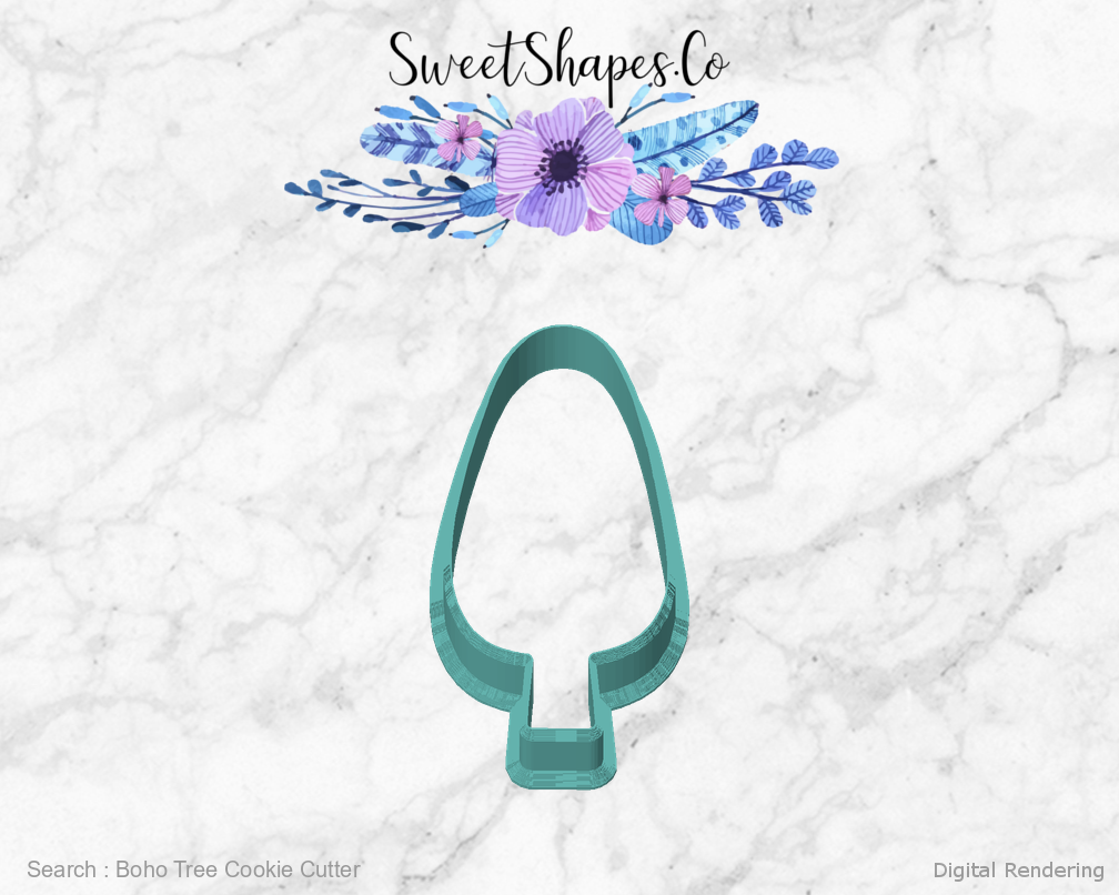Boho Tree Cookie Cutter — front view