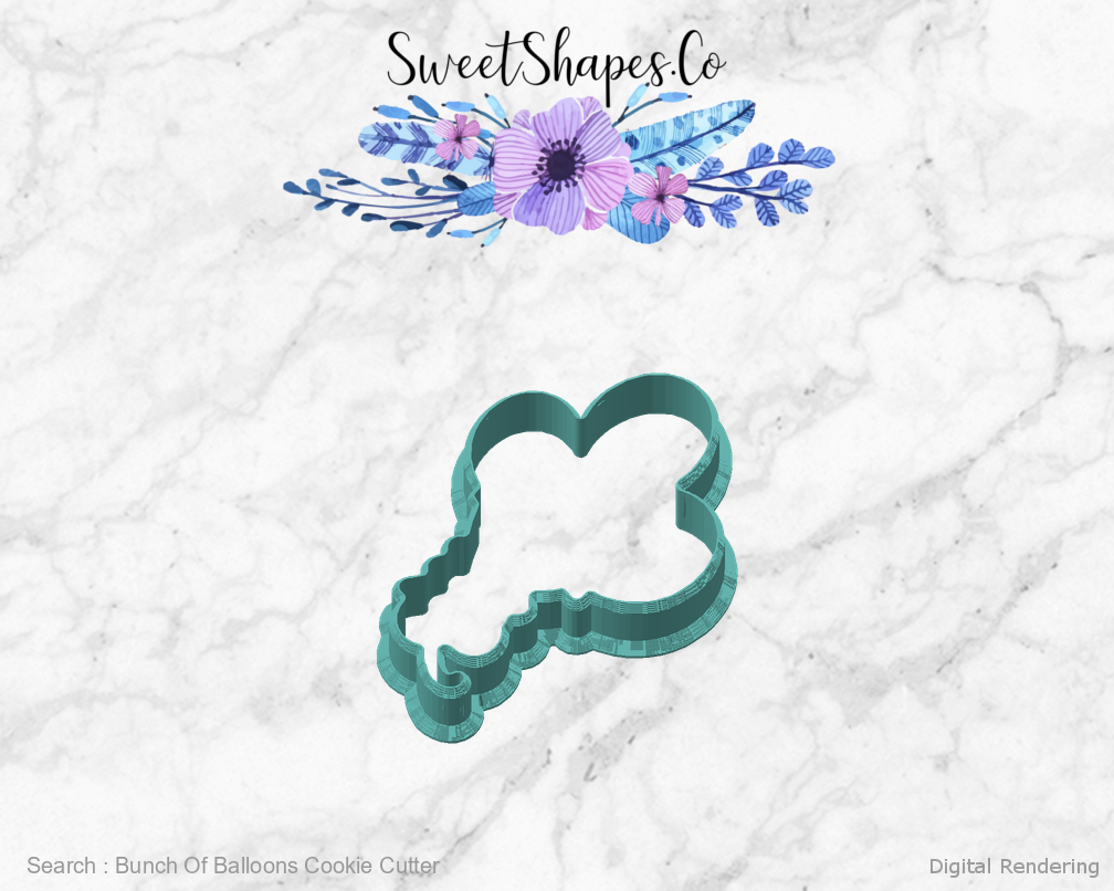 Bunch Of Balloons Cookie Cutter — angled front view