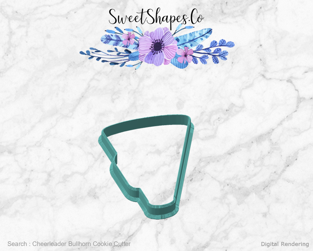 Cheerleader Bullhorn Cookie Cutter — angled front view