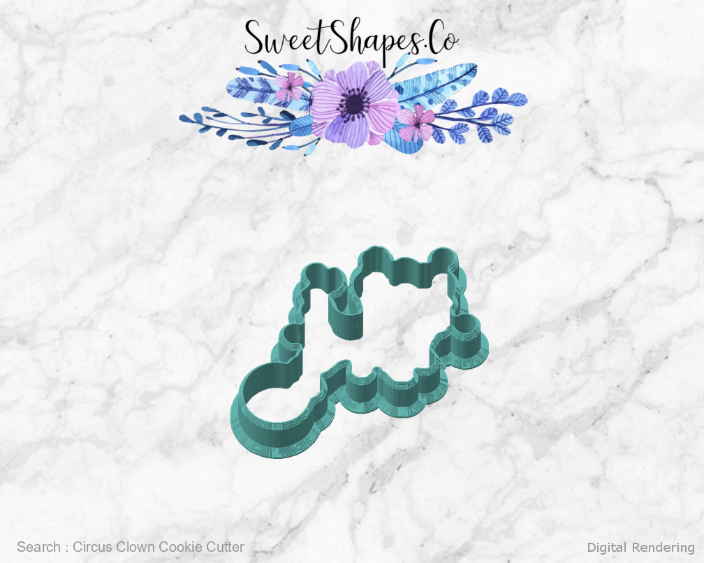 Circus Clown Cookie Cutter — angled front view