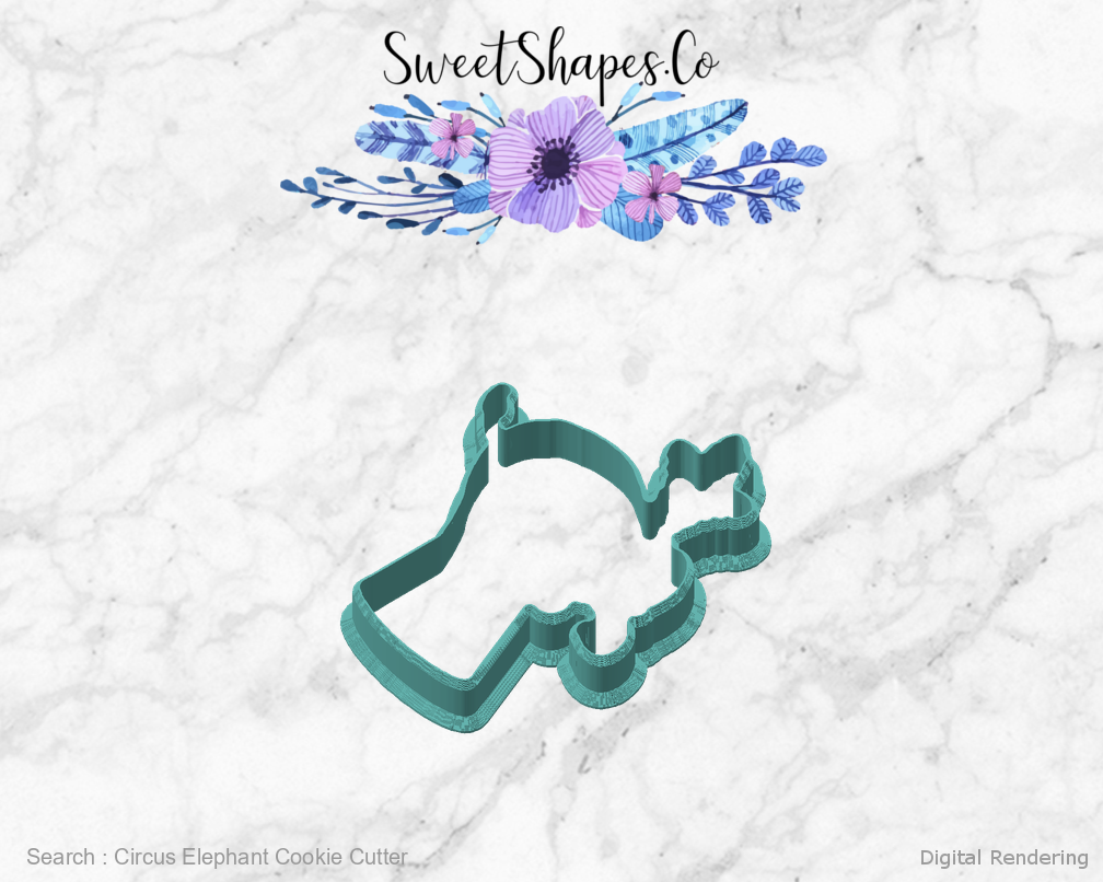 Circus Elephant Cookie Cutter — angled front view