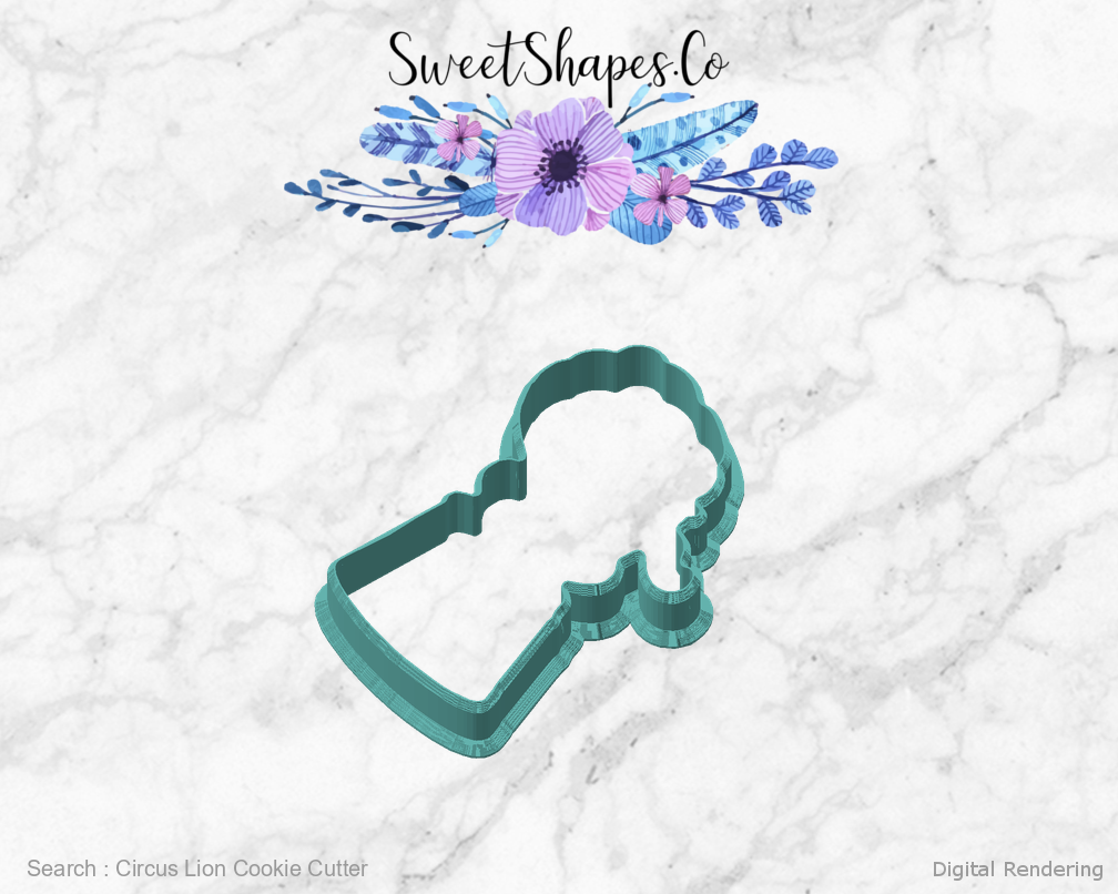 Circus Lion Cookie Cutter — angled front view