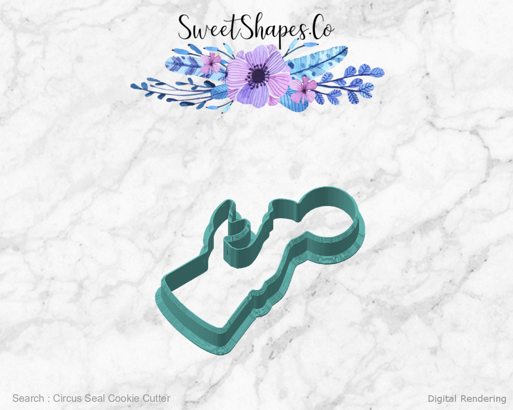 Circus Seal Cookie Cutter — angled front view
