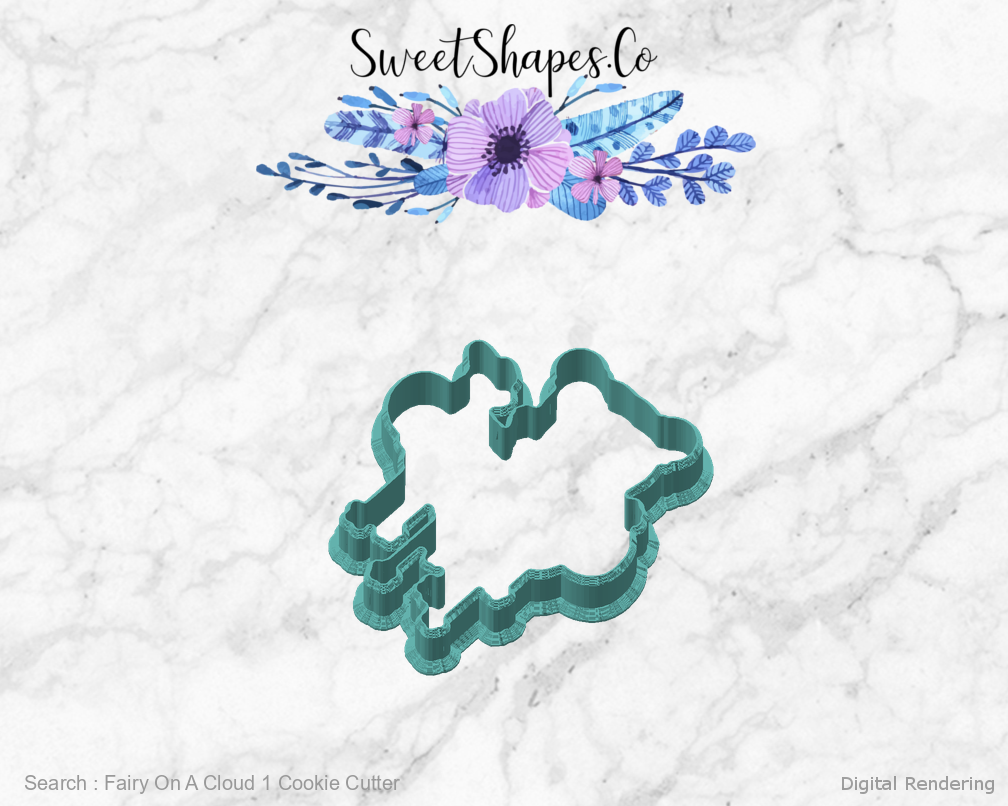 Fairy On A Cloud 1 Cookie Cutter — angled front view