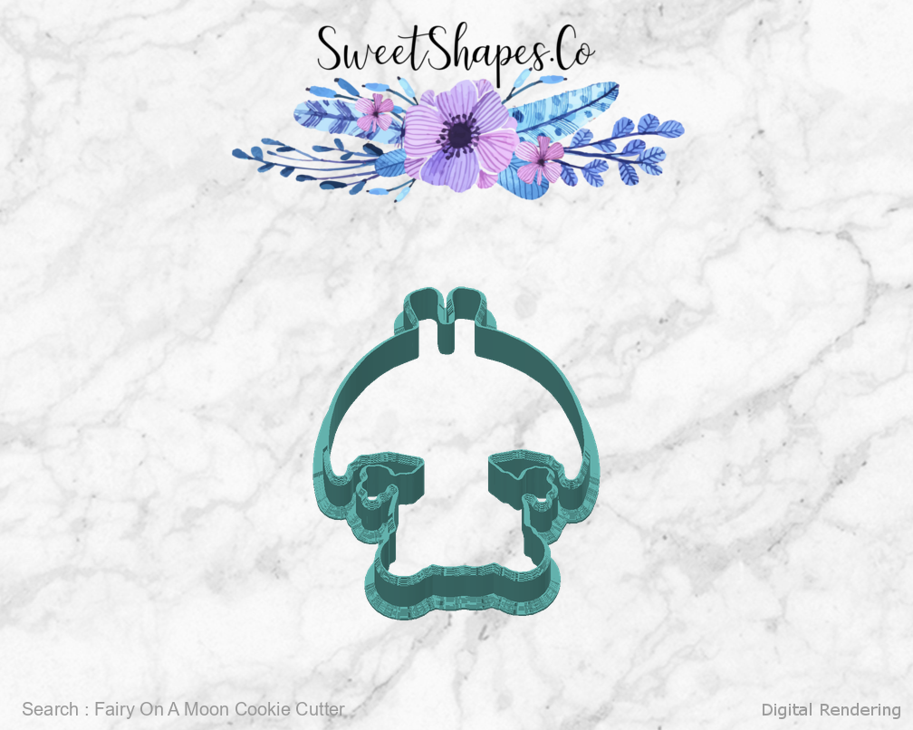 Fairy On A Moon Cookie Cutter — back view