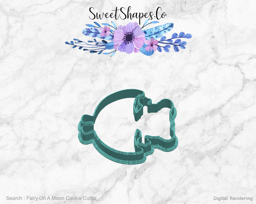Fairy On A Moon Cookie Cutter — right view