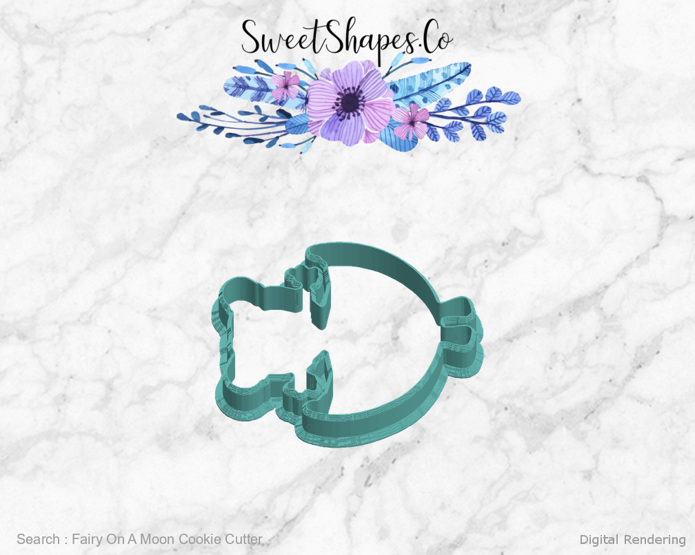 Fairy On A Moon Cookie Cutter — left view