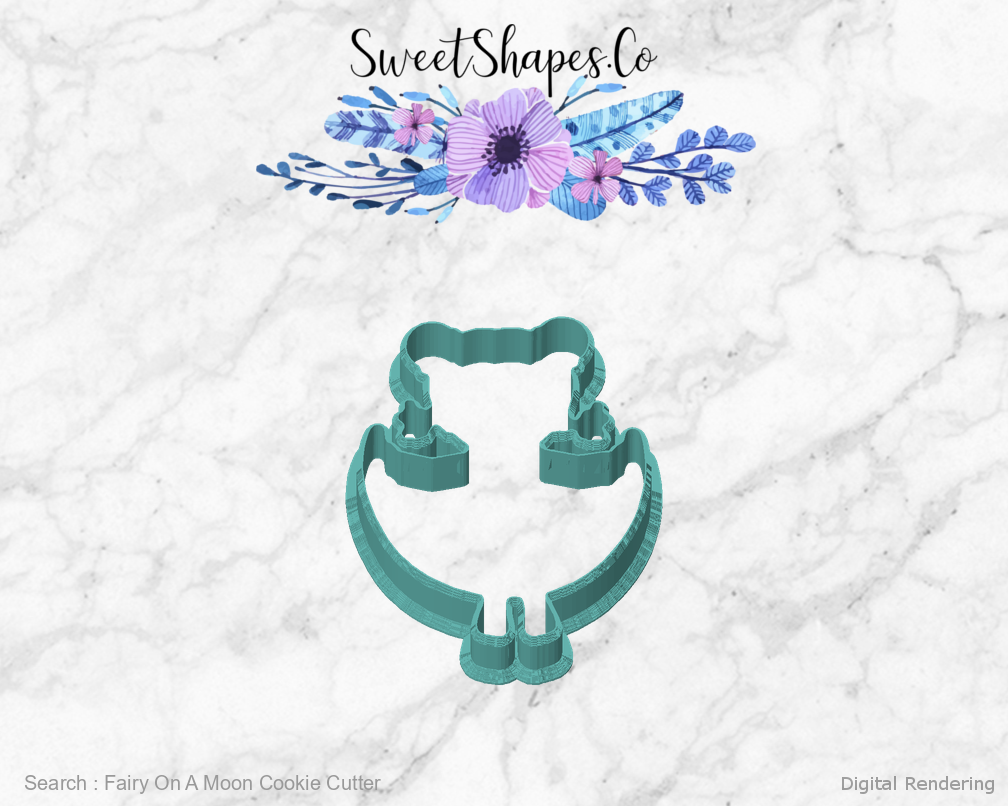 Fairy On A Moon Cookie Cutter — front view