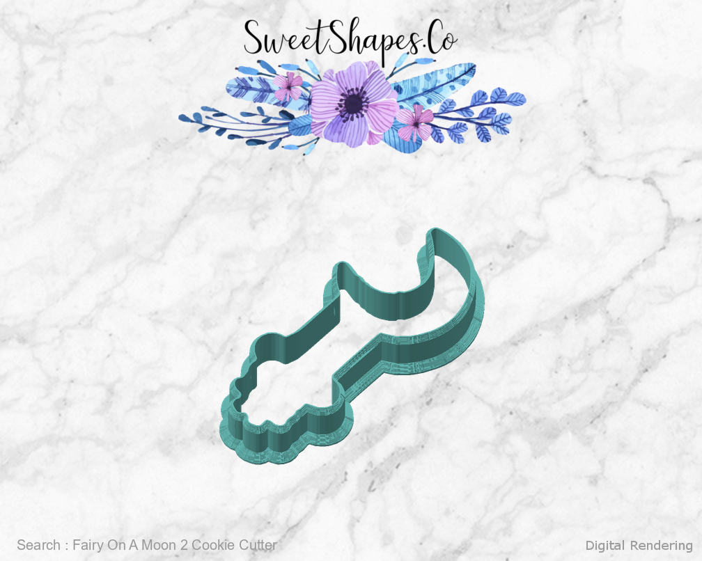 Fairy On A Moon 2 Cookie Cutter — angled front view