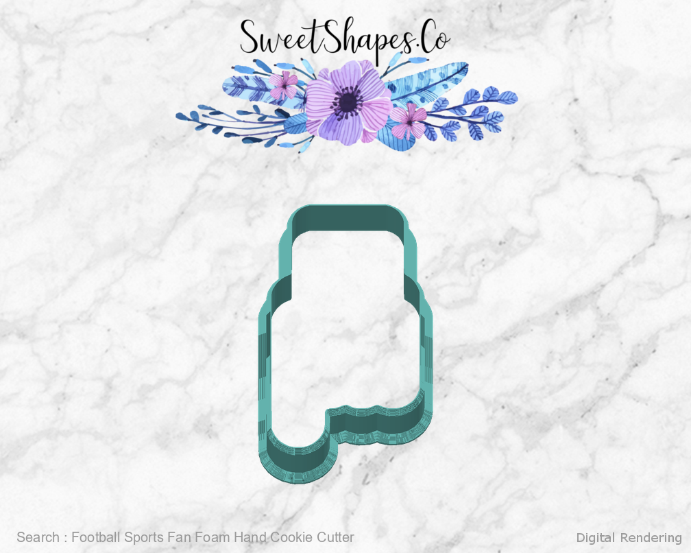 Football Sports Fan Foam Hand Cookie Cutter — back view