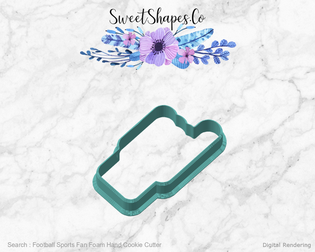 Football Sports Fan Foam Hand Cookie Cutter — angled front view