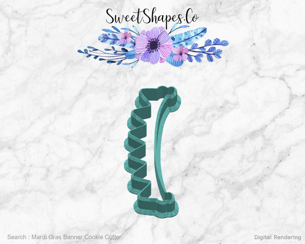 Mardi Gras Banner Cookie Cutter — right view