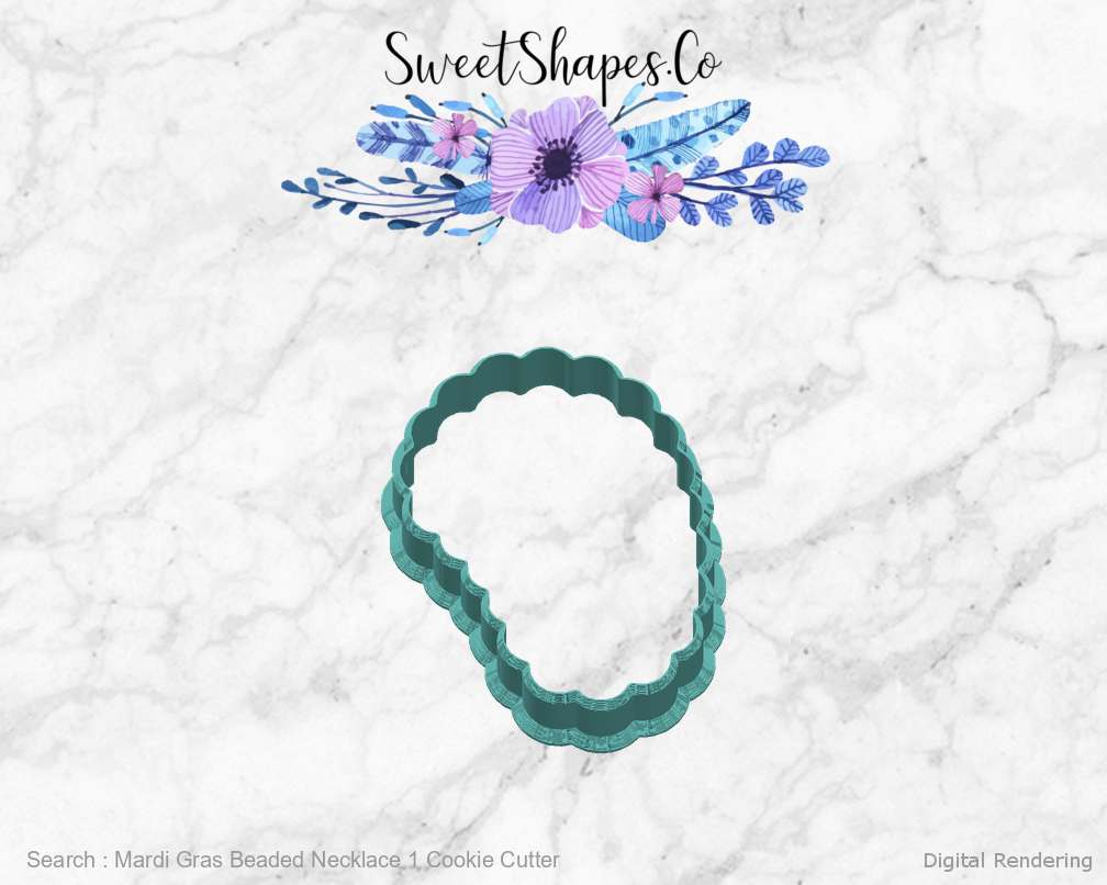 Mardi Gras Beaded Necklace 1 Cookie Cutter — right view