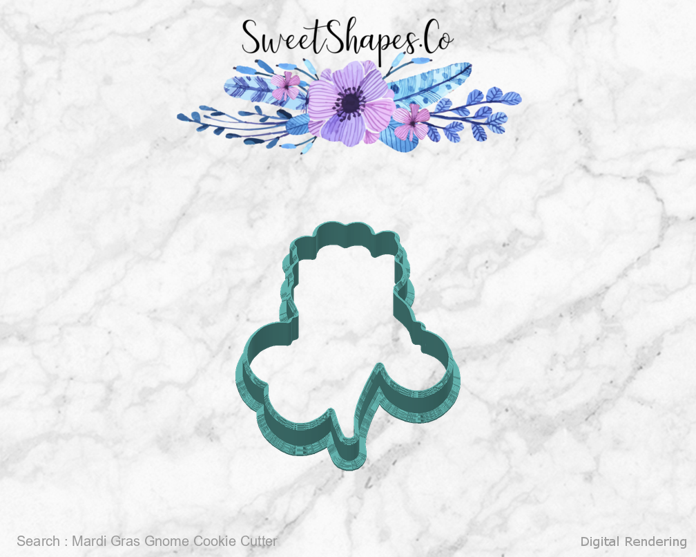 Mardi Gras Gnome Cookie Cutter — back view