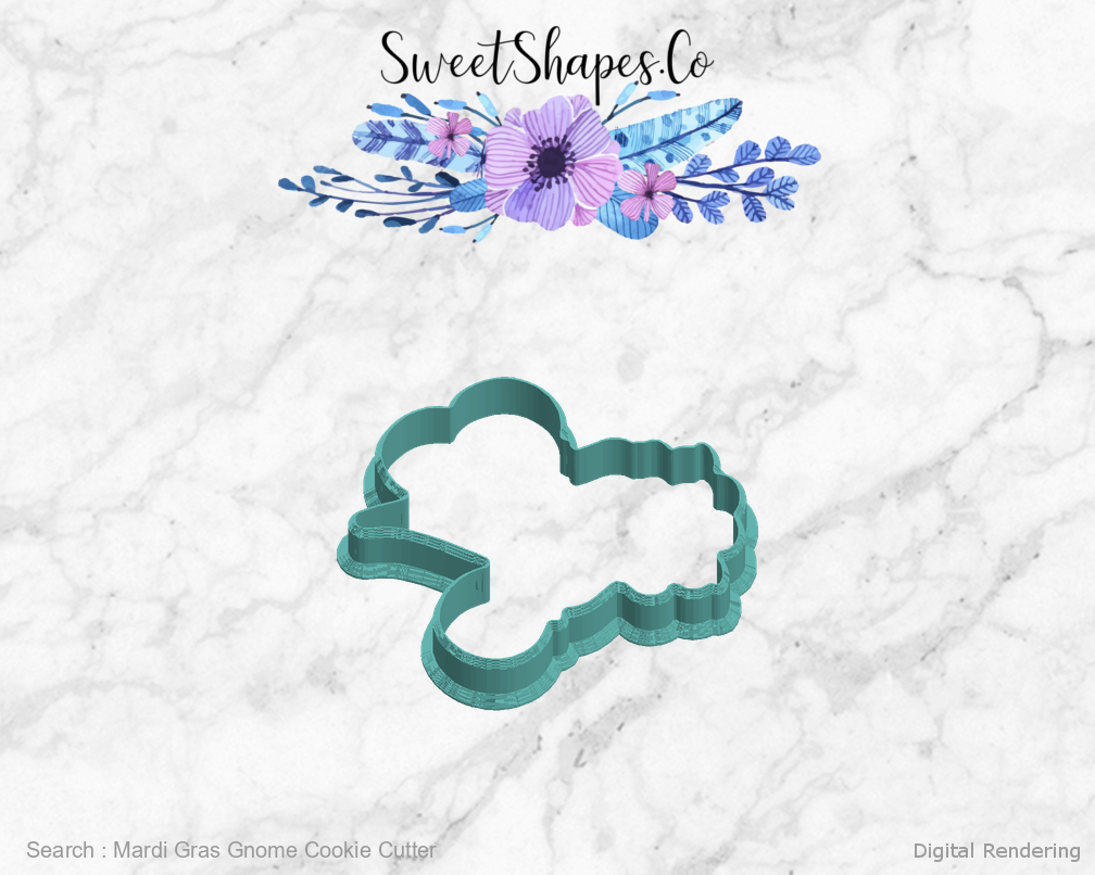 Mardi Gras Gnome Cookie Cutter — left view