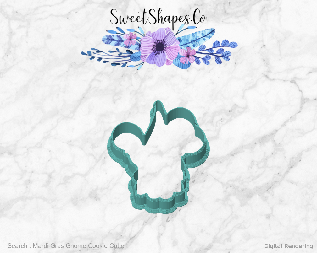 Mardi Gras Gnome Cookie Cutter — front view