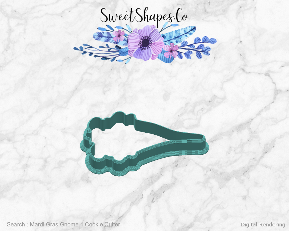 Mardi Gras Gnome 1 Cookie Cutter — right view