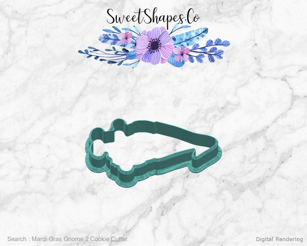 Mardi Gras Gnome 2 Cookie Cutter — right view