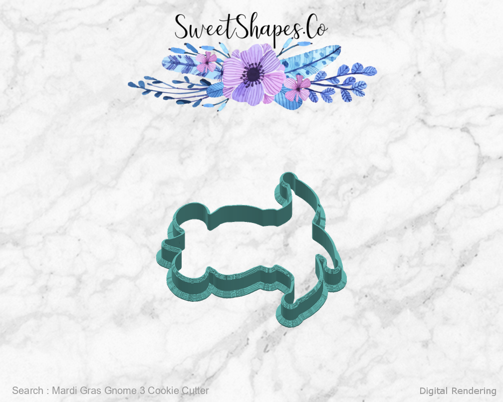 Mardi Gras Gnome 3 Cookie Cutter — right view