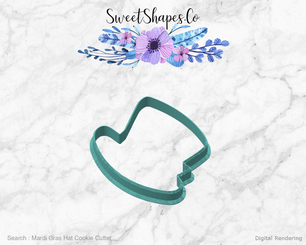 Mardi Gras Hat Cookie Cutter — angled front view