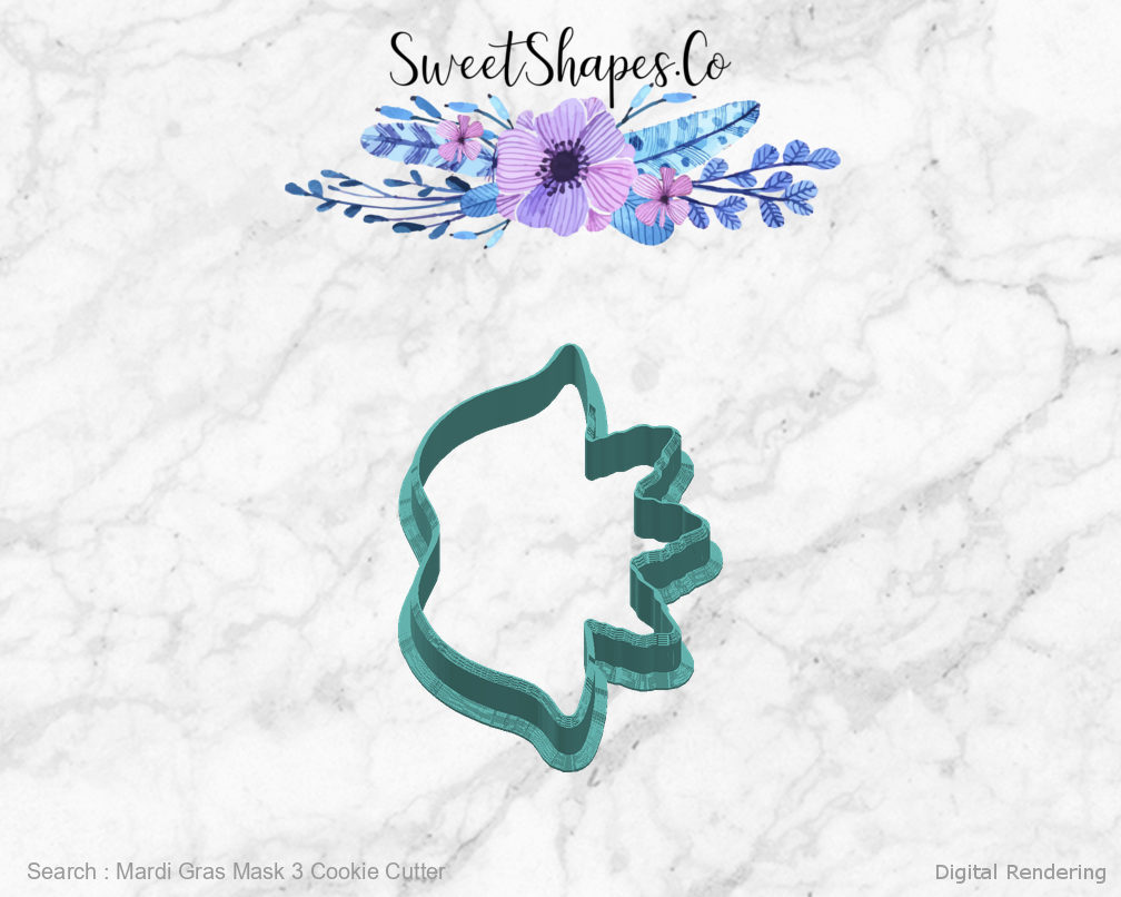 Mardi Gras Mask 3 Cookie Cutter — right view