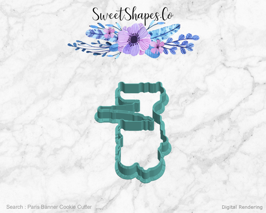 Paris Banner Cookie Cutter — left view