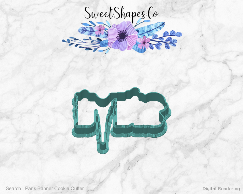 Paris Banner Cookie Cutter — back view