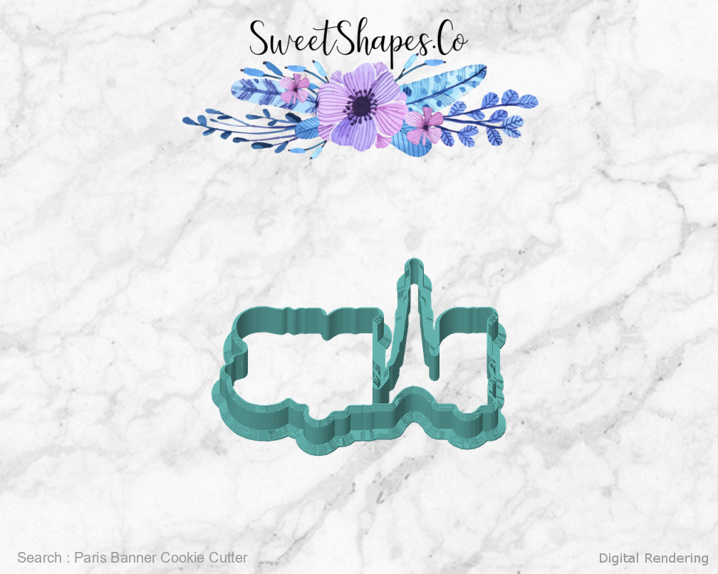 Paris Banner Cookie Cutter — front view