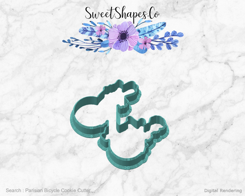Parisian Bicycle Cookie Cutter — angled front view