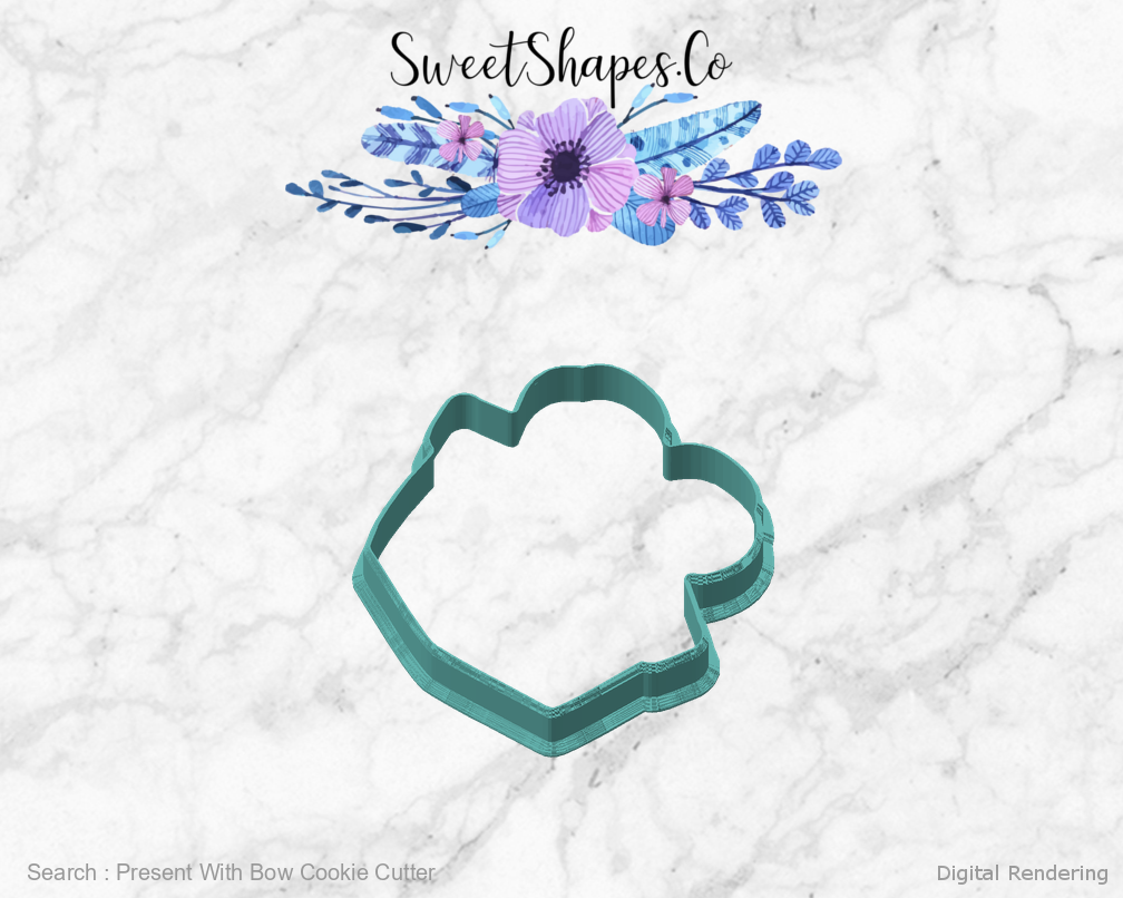 Present With Bow Cookie Cutter — angled front view