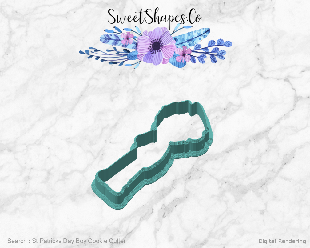 St Patricks Day Boy Cookie Cutter — angled front view