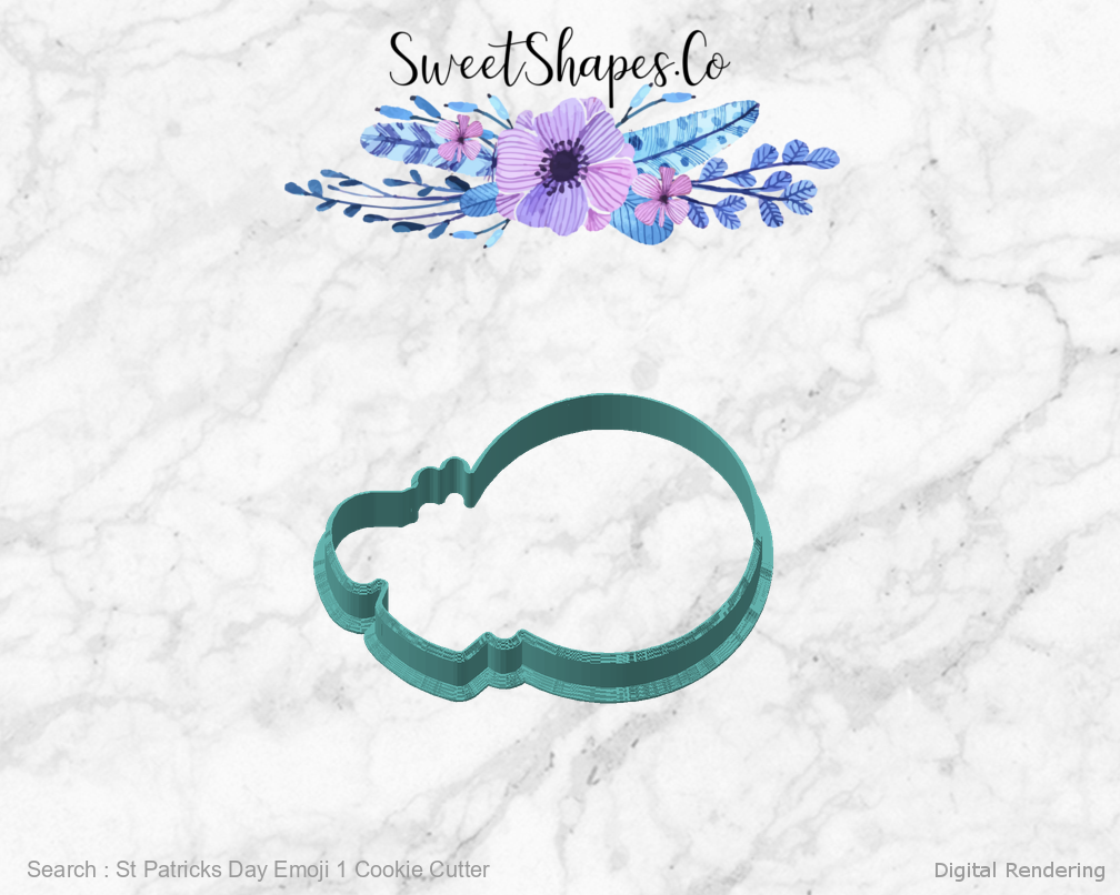 St Patricks Day Emoji 1 Cookie Cutter — angled front view