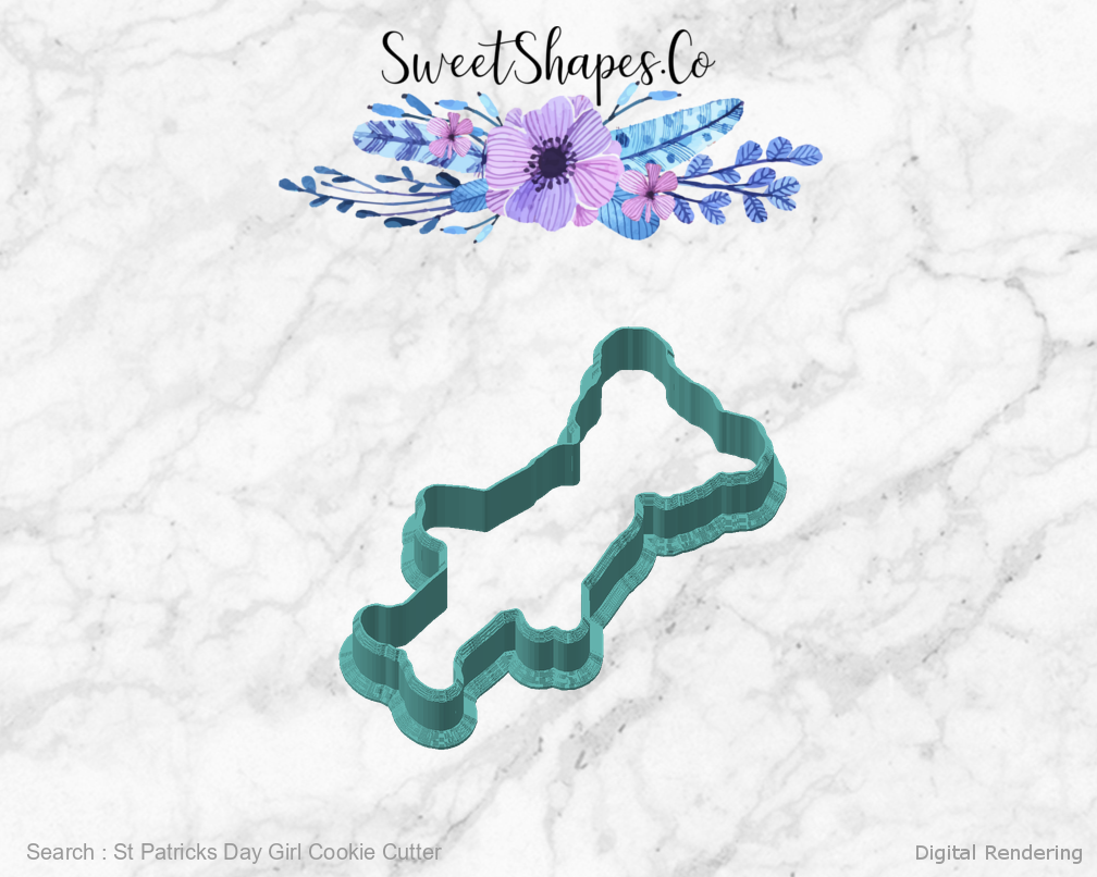 St Patricks Day Girl Cookie Cutter — angled front view