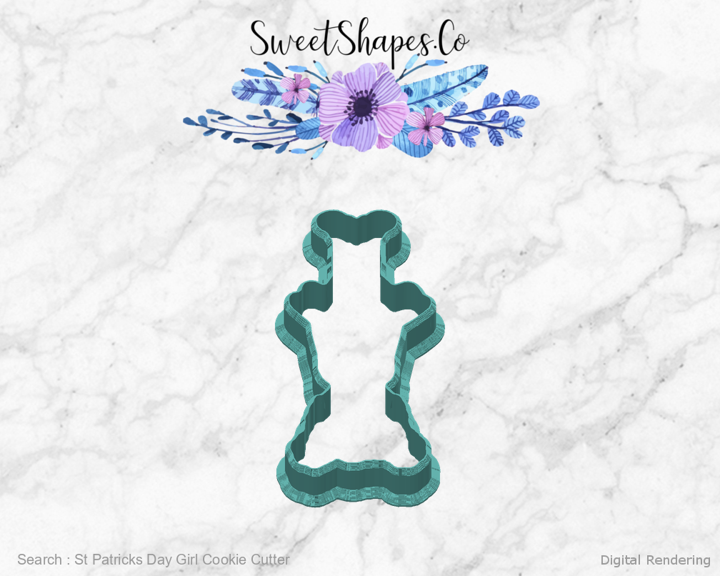St Patricks Day Girl Cookie Cutter — back view