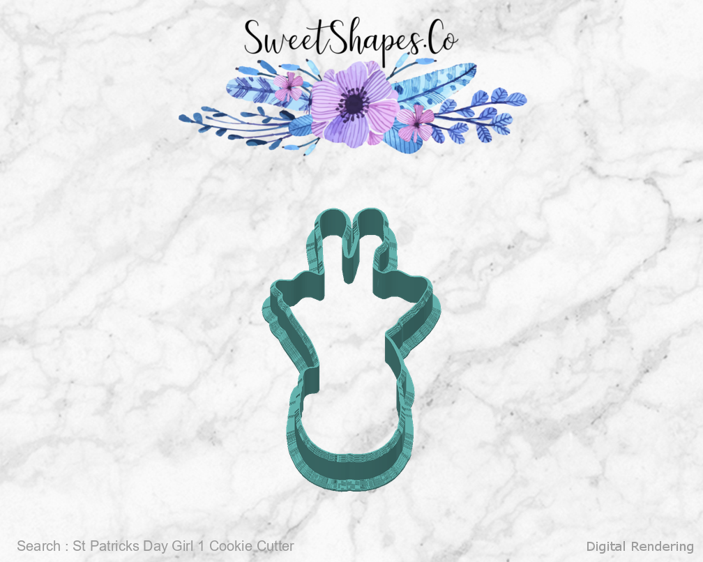 St Patricks Day Girl 1 Cookie Cutter — back view