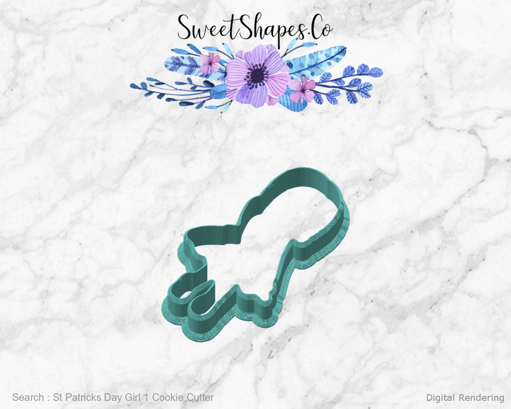 St Patricks Day Girl 1 Cookie Cutter — angled front view