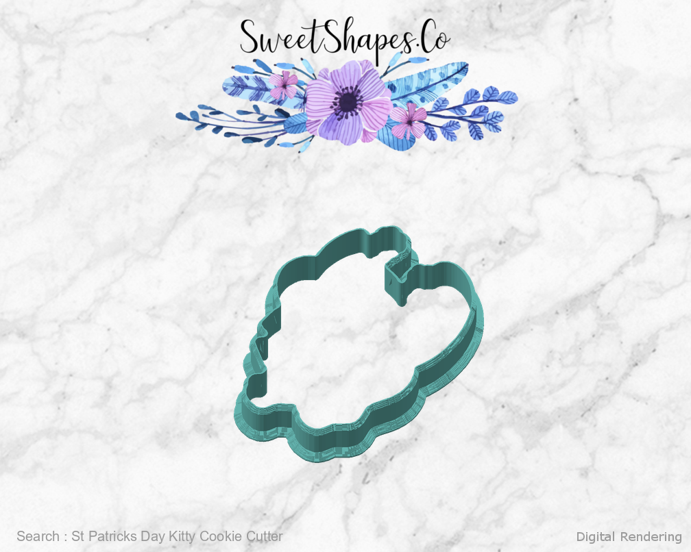 St Patricks Day Kitty Cookie Cutter — angled front view