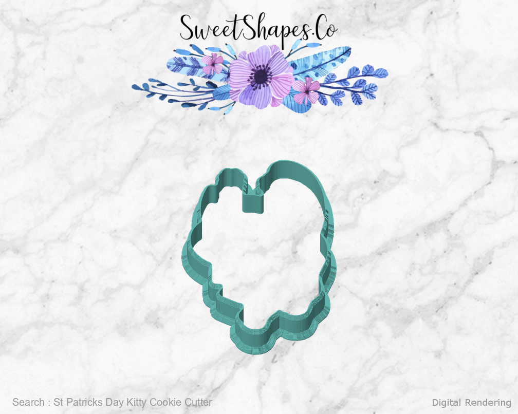 St Patricks Day Kitty Cookie Cutter — front view