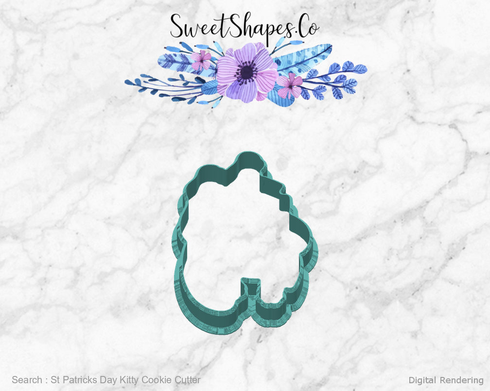 St Patricks Day Kitty Cookie Cutter — back view