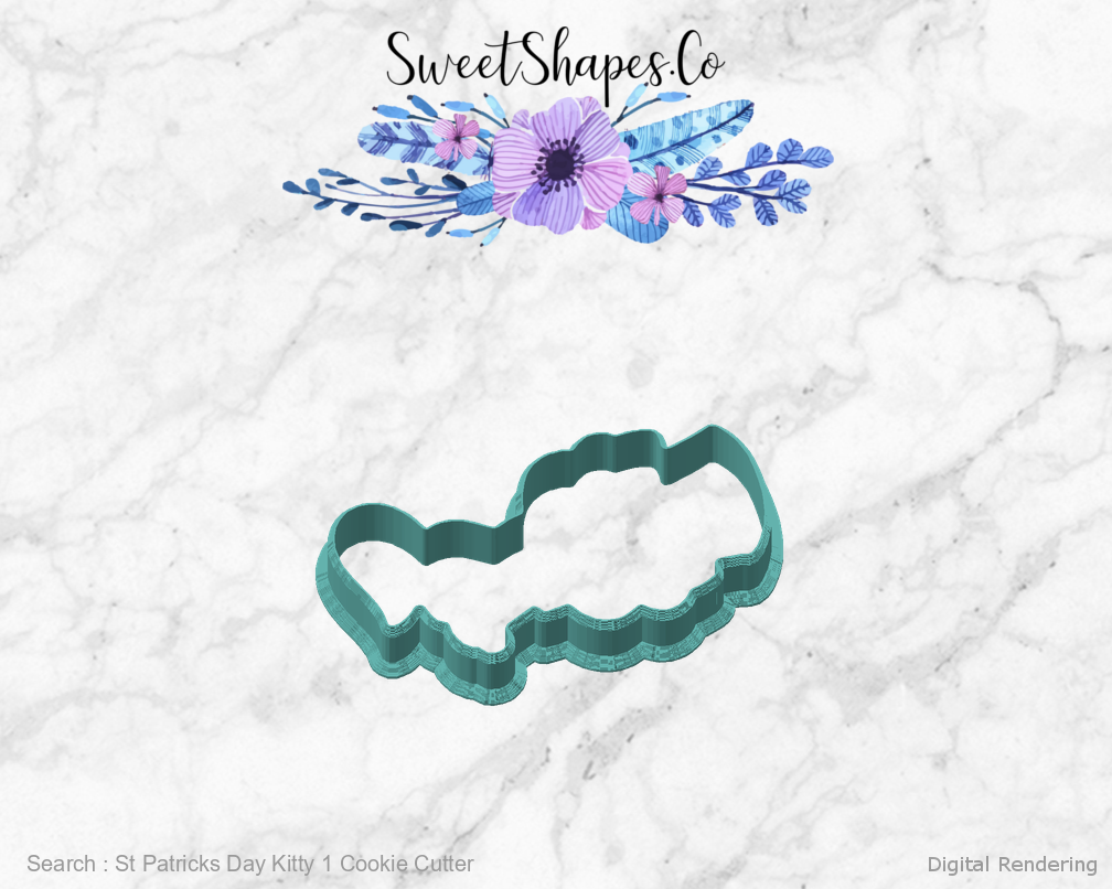 St Patricks Day Kitty 1 Cookie Cutter — angled front view