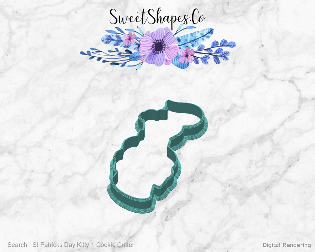 St Patricks Day Kitty 1 Cookie Cutter — back view