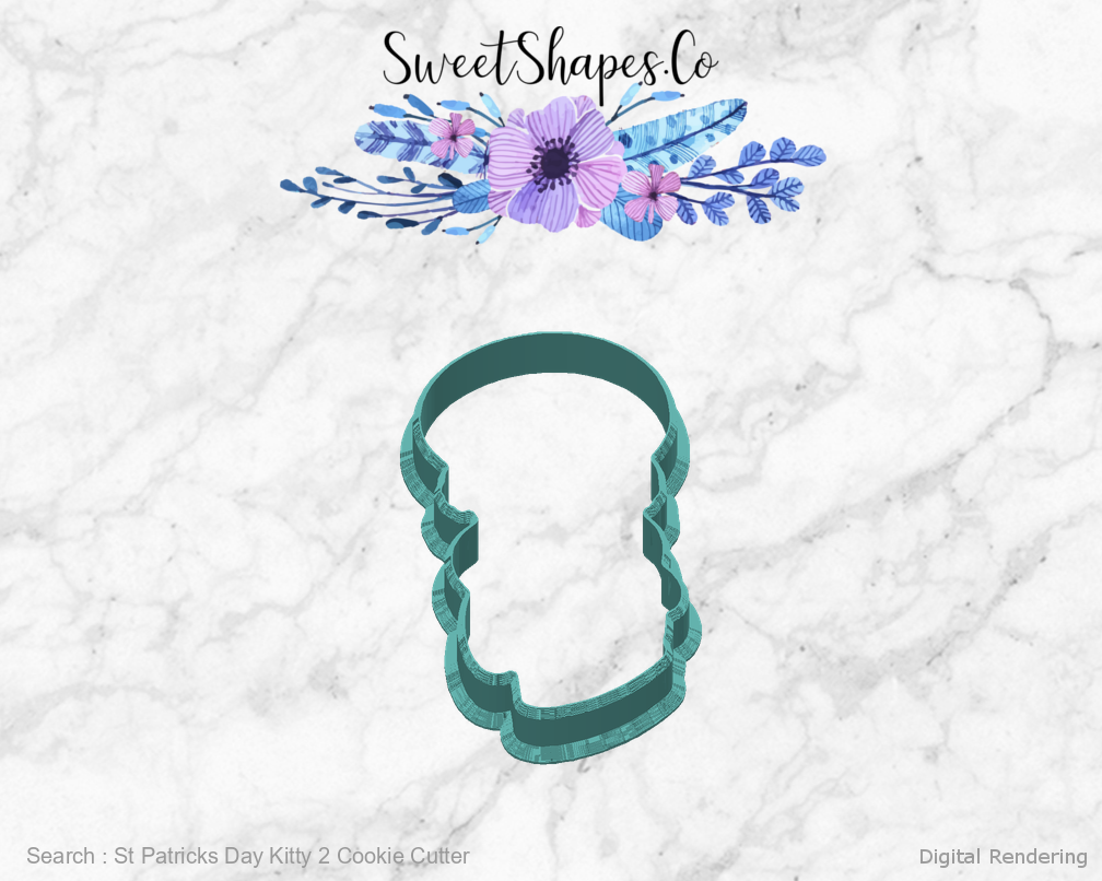 St Patricks Day Kitty 2 Cookie Cutter — back view