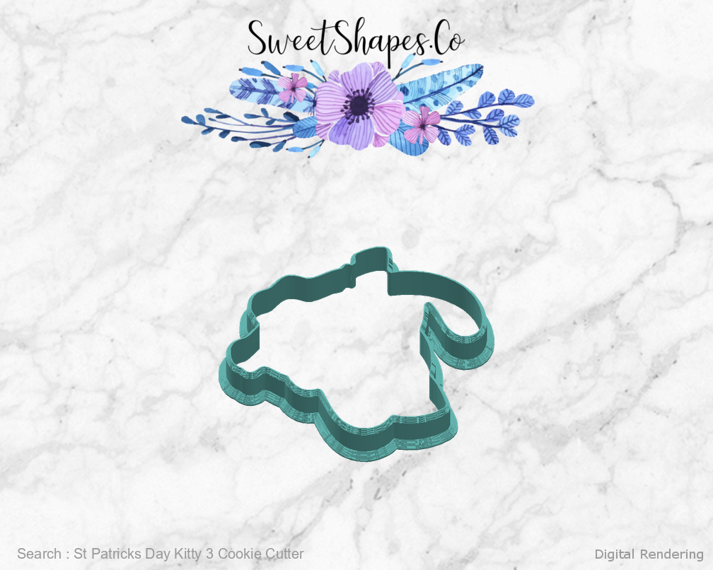 St Patricks Day Kitty 3 Cookie Cutter — right view