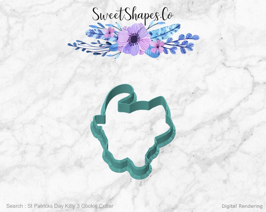 St Patricks Day Kitty 3 Cookie Cutter — front view