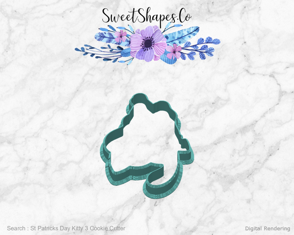 St Patricks Day Kitty 3 Cookie Cutter — back view