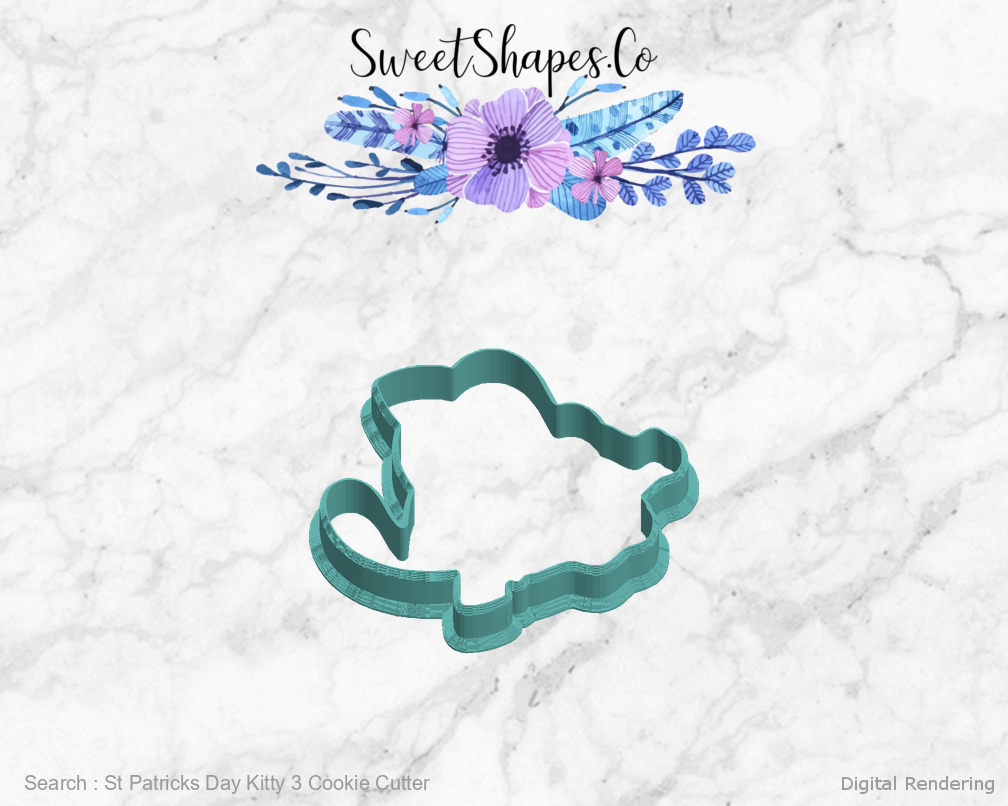 St Patricks Day Kitty 3 Cookie Cutter — left view
